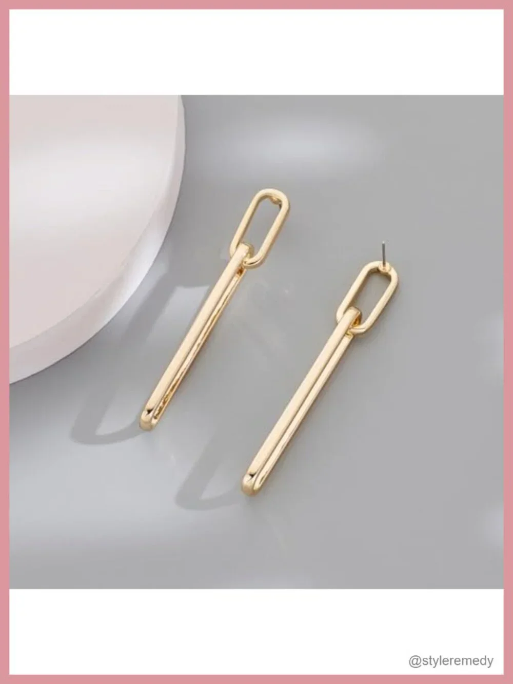 Geometric Link Drop Dangle Earrings - Gold Silver Brass